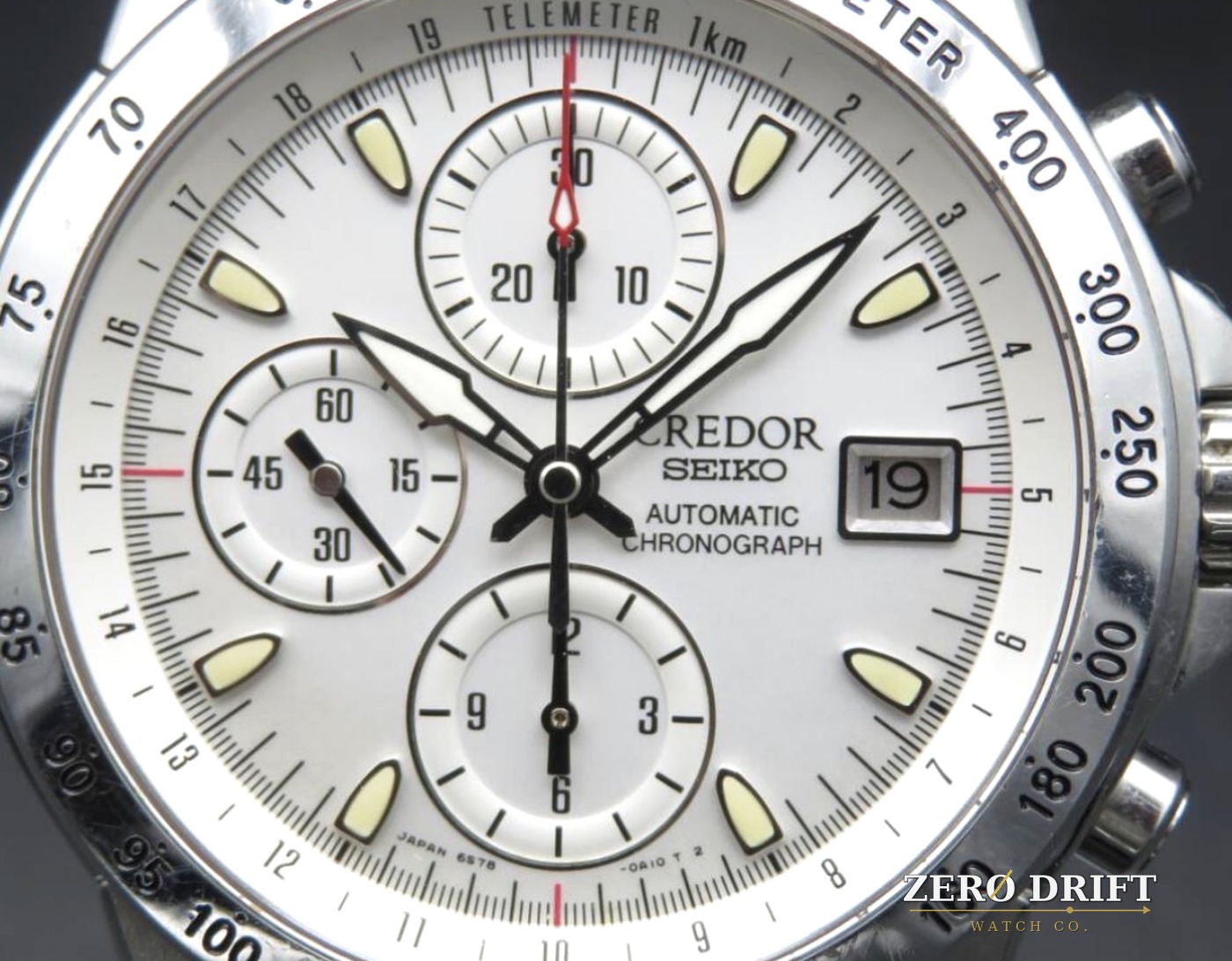 Vintage Credor Phoenix chronograph dial macro